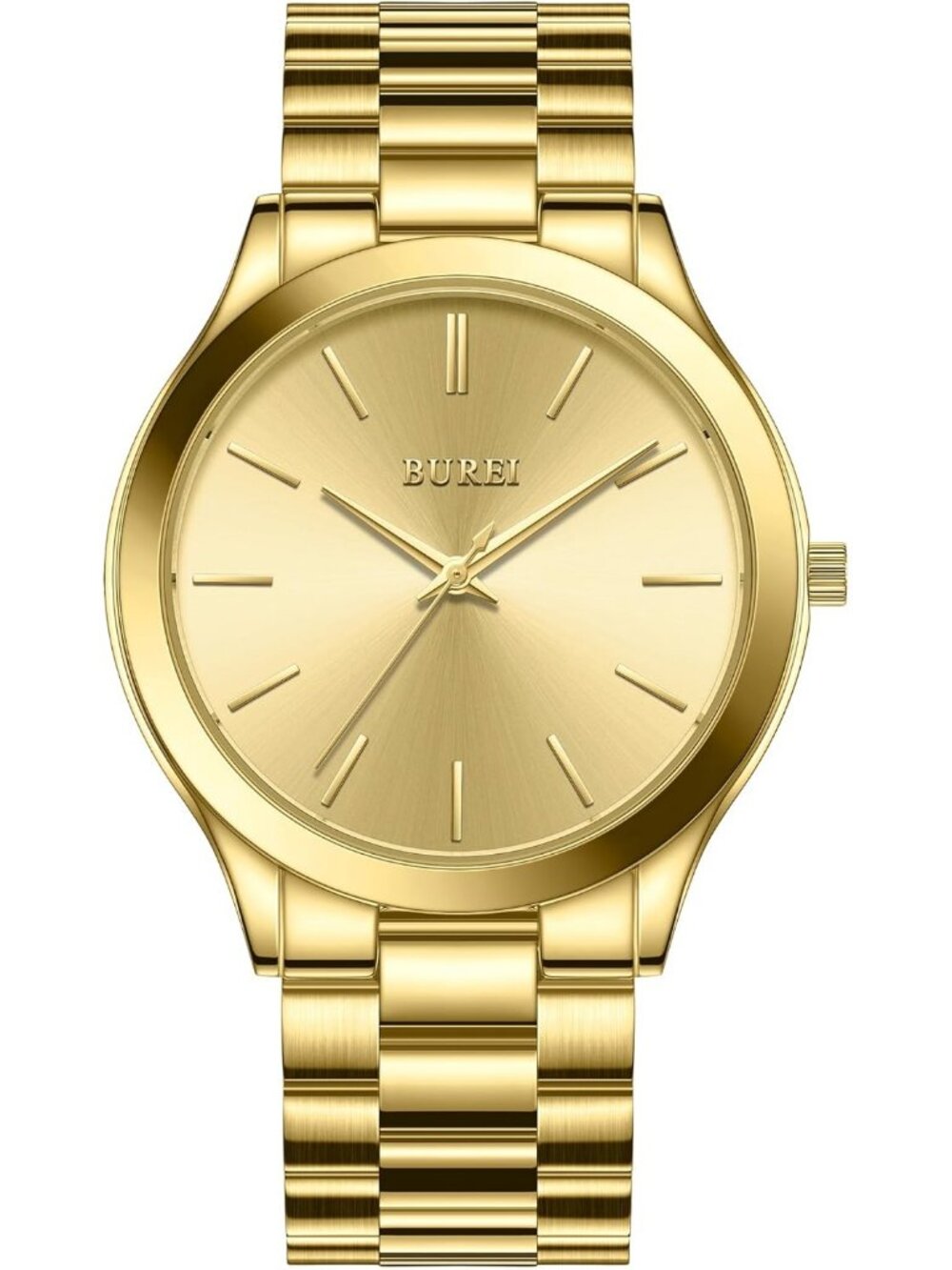 Men's All Golden Analog Quartz Stainless Steel Waterproof Round Luxury Watch